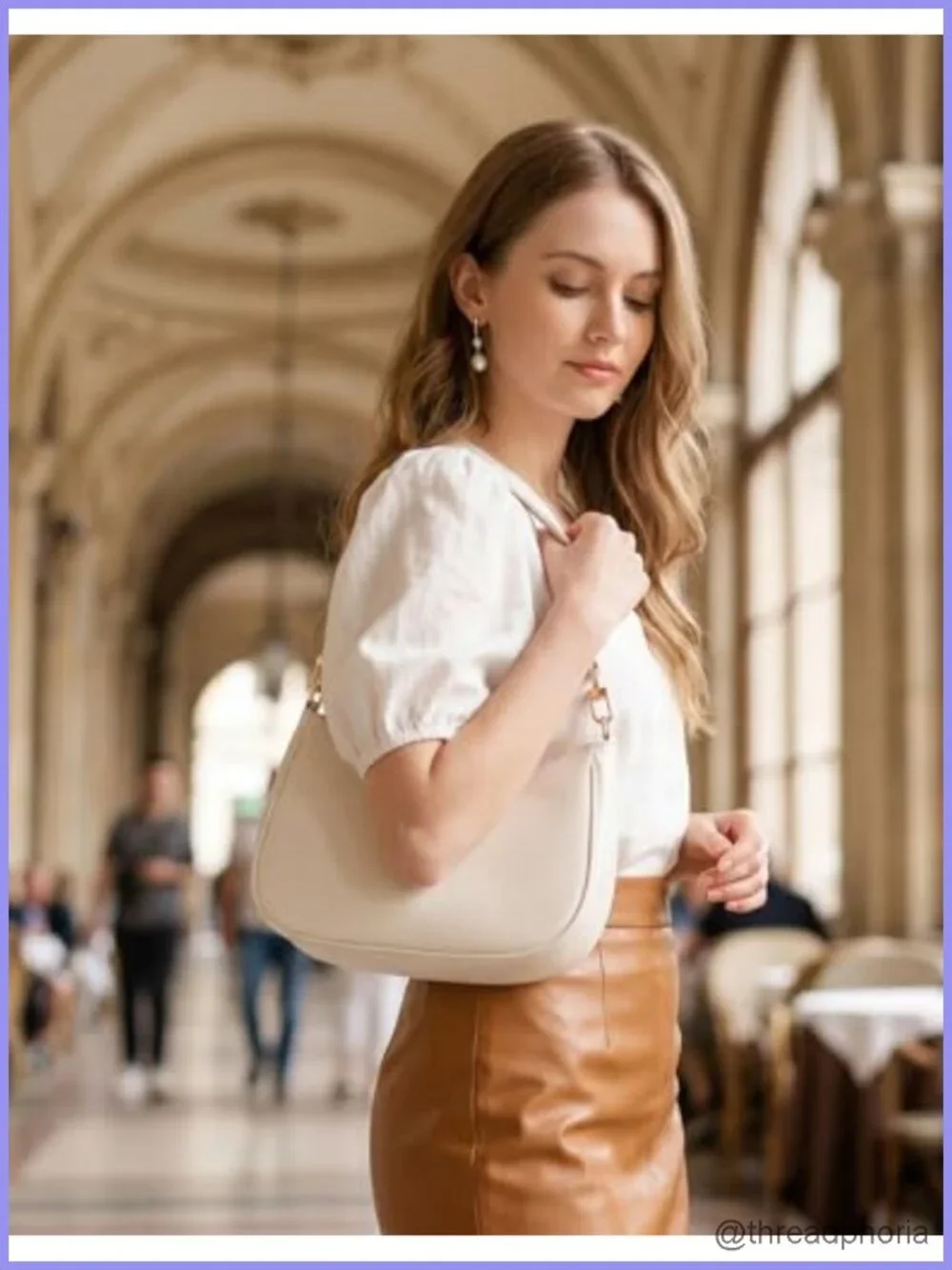 PU Leather Hobo Shoulder Bag Mini Clutch Purse Zipper Closure Tote